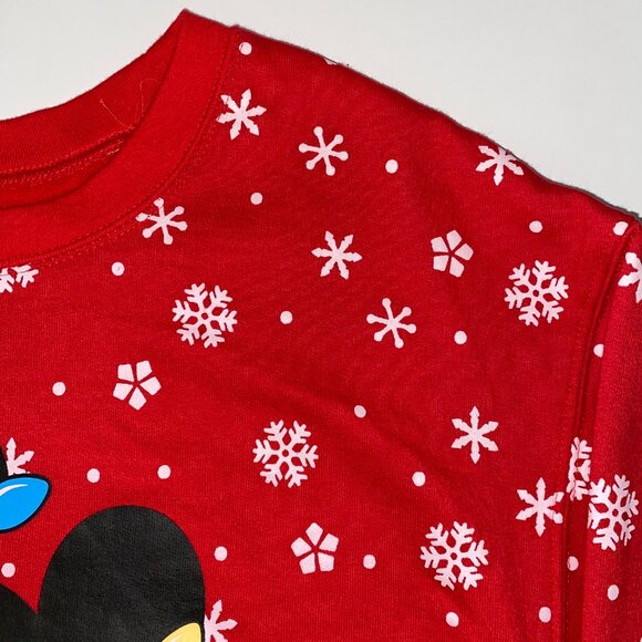Disney Mickey Mouse Christmas Xmas Lights Pullover Crewneck Sweater Red Large - Picture 7 of 15